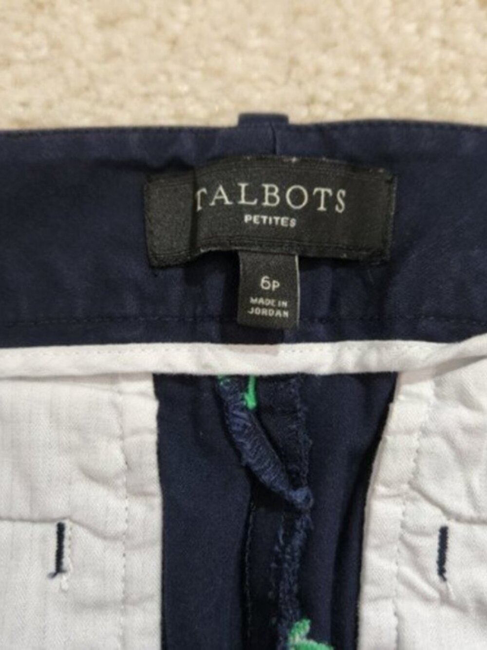 Talbots Navy Palm Tree Capri Cropped Pant Size 6P - Picture 3 of 8